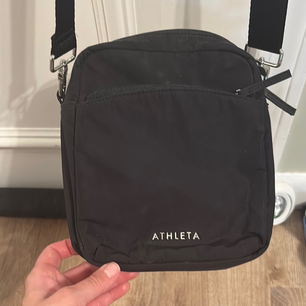 Athleta Black Messenger Bag with Adjustable Strap
